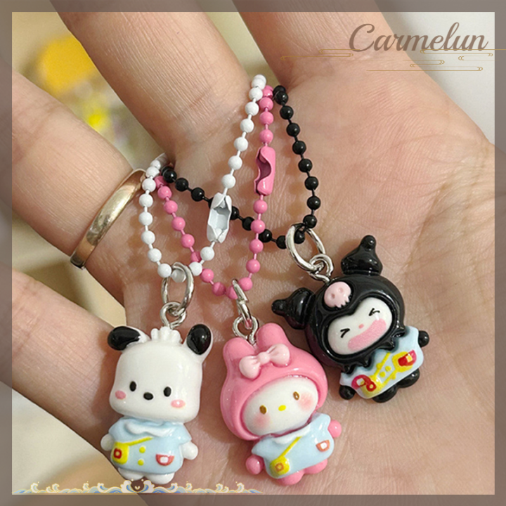 carmelun-sanrio-กระเป๋าพวกกุญแจรองเท้าผู้หญิงลายการ์ตูนน่ารัก-กระเป๋าจี้รูปอบเชยเมโลดี้พวงกุญแจคู่อุปกรณ์กุญแจรถ