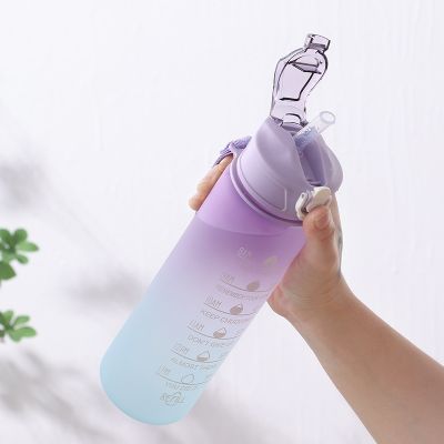 900ML Water Bottle With Straw Sports Water Cup With Time Marker Leakproof Drinking Kettle Drinkware Outdoor Fitness Jugs Bottles