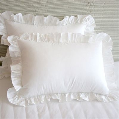 【CW】✇  Cilected 1Pcs Pillowcase Sham European Cover Protector Cotton Ruffle 48x74cm