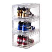 Transparent Plastic Drop Front Clear Stackable Sneakers Shoe Storage Container Organizer Acrylic Plastic Shoe