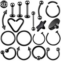 1PC Titanium Horseshoe Eyebrow Tongue Labret Rings Hinged Segment Nose Septum Clicker Daith Heart Earrings Tragus Jewelry Electrical Connectors