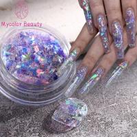 MYCOLOR เครื่องมือทำเล็บ ส่องแสงระยิบระยับ เครื่องมือทำเล็บ เกล็ดออโรร่าไมก้า สำหรับทำเล็บ ผงโครเมี่ยม DIY เลื่อมเล็บโอปอล เลื่อมโฮโลกราฟิกสีม่วงแวววาว ตกแต่งเล็บศิลปะ เกล็ดผงแป้ง