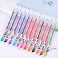 【Ready Stock】 ❈☊㍿ C13 Muji Style Colorful Jelly Gel Pen 12 Colors 0.5 mm Cute Color Journal Pen Drawing Pen Student Stationery Writing Tools