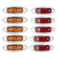 10X Waterproof LED Side Marker Light LED Clearence Lamps 3LEDs W/Chrome Housing for Truck Trailer RV Camper Boat ATV