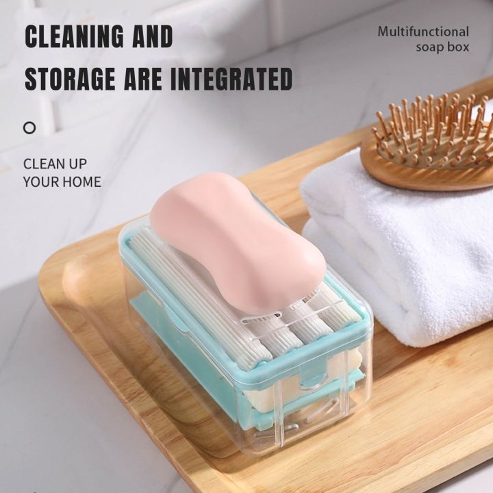 1pcs-creative-foam-soap-pan-multifunctional-soap-pan-handsfree-foam-drainage-household-storage-box-cleaning-tool-soap-dishes