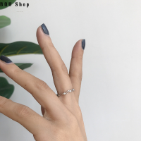 BQU Shop Kashit ฉบับภาษาเกาหลี S925แฟชั่นเงินสเตอร์ลิงใบไม้รูปแบบเรียบง่ายฝังเพชรแหวนแหวนปรับขนาดได้สำหรับผู้หญิง