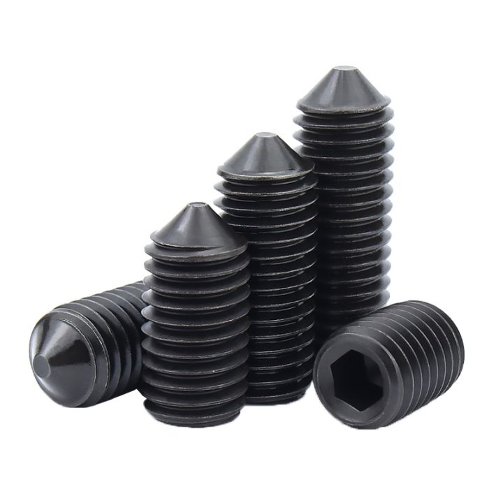 cw-5-10-20-50pcs-grade-12-9-hexagon-socket-cone-grub-set-screw-carbon-tapered-end-bolts