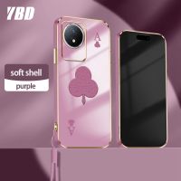 YBD เคสสำหรับ Vivo Y02 Y02A Y02T โทรศัพท์โป๊กเกอร์มินิมอลลิสต์ขั้นสูงเคสนิ่มพร้อมฟรีสายคล้อง