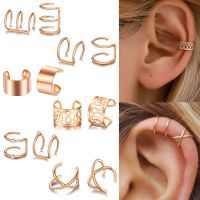 12/10/2Pcs Stainelss Steel Clip Ear Cuff Earring Fake Cartilage Earring For Women No Piercing Clip Earrings Set Earcuff Jewelry