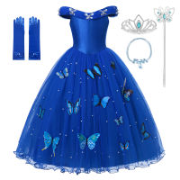 Pageant Dress Girl Cendrillon Princess Dress Up Costume Children Deluxe Beaded Wedding Vestido Halloween Party Cosplay Ball Gow