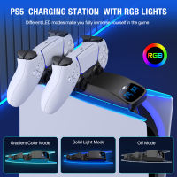 {{ONE}} แท่นชาร์จแท่นชาร์จแบบเร็วคู่สำหรับ PS5จอยสติ๊กไร้สายที่ชาร์จคอนลเลอร์สำหรับ PlayStation5 GamepadsType-C USB