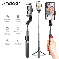 Andoer 3ใน1กล่องใส่โทรศัพท์ Stabilizer Selfie ขาตั้งแบบสามขา86ซม.5-ส่วนเลนส์ติดกล้องโทรศัพท์มือถือ Clamp โทรศัพท์สมาร์ทหมุนได้ใช้งานร่วมกับ iPhone Samsung HUAWEI สมาร์ทโฟน