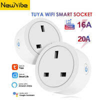 Tuya Wi-Fi 16/20A UK,ปลั๊กอัจฉริยะมินิปลั๊กอัจฉริยะรีโมตควบคุมเวลาผ่านแอปสมาร์ทโฮม Google Home Alexa