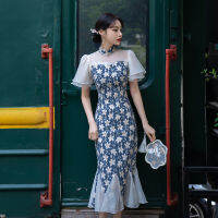 2022 Cheongsam แฟชั่นทุกวัน Fishtail Cheongsam สาว Cheongsam