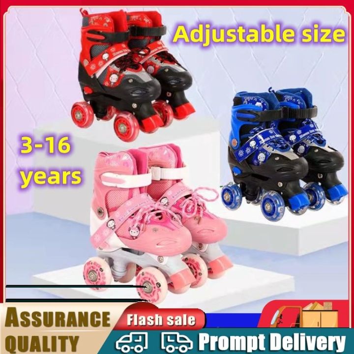 Adjustable Size Children Roller Skates Double Row 4 Wheels Skating