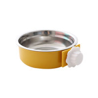 Spot parcel post In Stock Wholesale Piao White Buckle Strap Stainless Steel Hanging Bowl Anti-Tumble Dog Cage Hanging Bowl