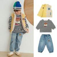 「สินค้าลิขสิทธิ์แท้」Iris kids IKV081102-IKV0IKS081111-IKP081102 Squirrel stripes top / jeans เส้อผ้าเด็ก เสื้อกันหนาว