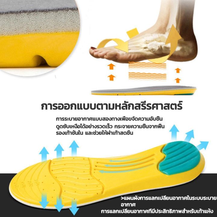 แผ่นรองเท้าเพื่อสุขภาพ-แผ่นเสริมรองเท้า-แผ่นพื้นรองเท้าลดแรงกระแทก-1คู่-ฟองน้ำรองพื้นรองเท้า-คละสี