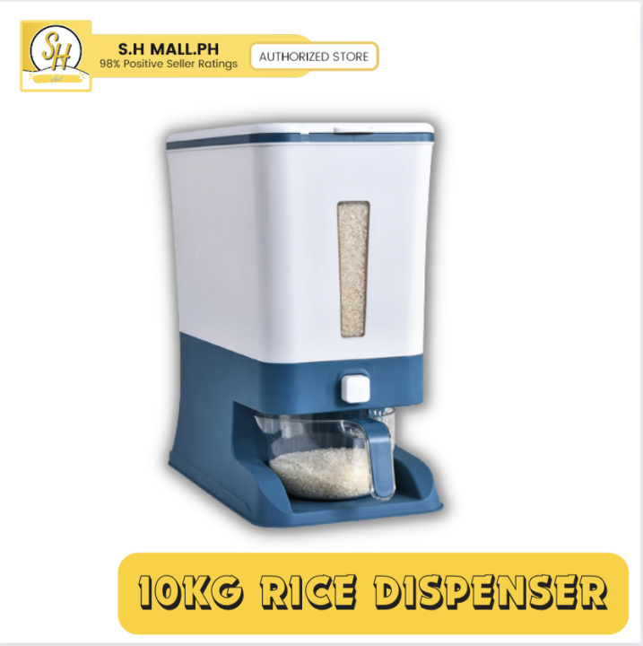 10kg Rice Dispenser and Storage with Measuring Cup Cereal Dispenser