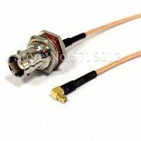 1pcs MMCX Bend Male Head Turn to BNC Famale Head with Nut Ring Socket Connector 50 Ohm 15cm Antenna Cable Connecting Wire