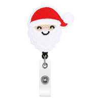 ID Card Badge Student Cute Rotating Holder Scroll Clip Christmas Pattern Hand Felt