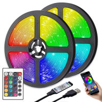 หลอดไฟ LED Strip Fita RGB 2835 Luces สตริงโคมไฟที่มีความยืดหยุ่นเทป DC5V บลูทูธควบคุมอินฟราเรดทีวีแสงไฟตกแต่งพรรคแรก