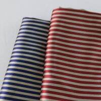 1 meter x 1.48 meter deep blue red striped diy material soft polyester satin fabrics linings