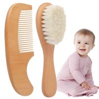 ❧⊕☇ Natural Pure Wool Soft Baby Brush Wooden Handle Brush Baby Hair Comb Infant Comb Head Head Massager Baby Hairbrush Baby Care