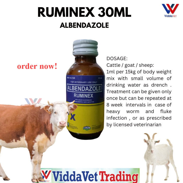 pet essentiale 1 bot Ruminex Albendazole 30ml dewormer for goat sheep