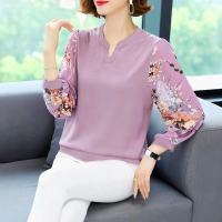 Chiffon Shirt Springsummer 2022 New Top Middle-aged Womens T-shirt Long Sleeve Loose Pullover Bottoming Shirt Plus Size M-6XL