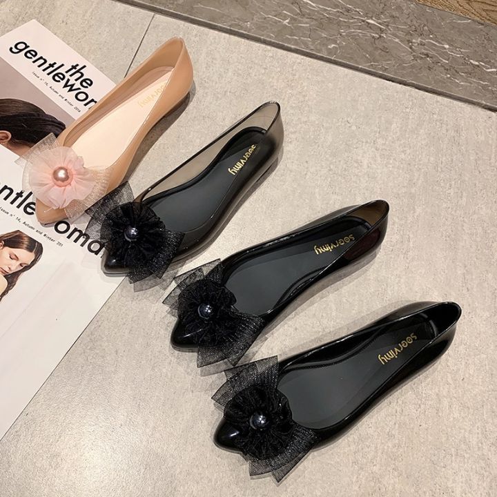 han-edition-single-female-shoes-pointed-mouth-shallow-low-to-help-pearl-web-celebrity-flat-shoes-plastic-non-slip-leisure-jelly-shoes-cross-border