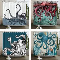 【CW】◎❉◘  Seas Shower Curtains Curtain 180x180cm Washable Fabric With 12 Hooks