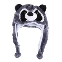 Cute Plush Hat Funny Novelty Plush Raccoon Animal Earflap Photo Props Cosplay Halloween Party Costume Headgear