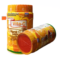 Vita-C vitamin C ไวต้า-ซี วิตามินซี รสส้ม วิตามินซีเด็ก แบบอม 1000 เม็ด 1 กระปุก