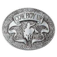 Western Cowboy COWBOY UP Sign Metal Belt Buckle Suitable for 3.8-4cm Wide Belt Men Cowboy Belt Buckles Belts