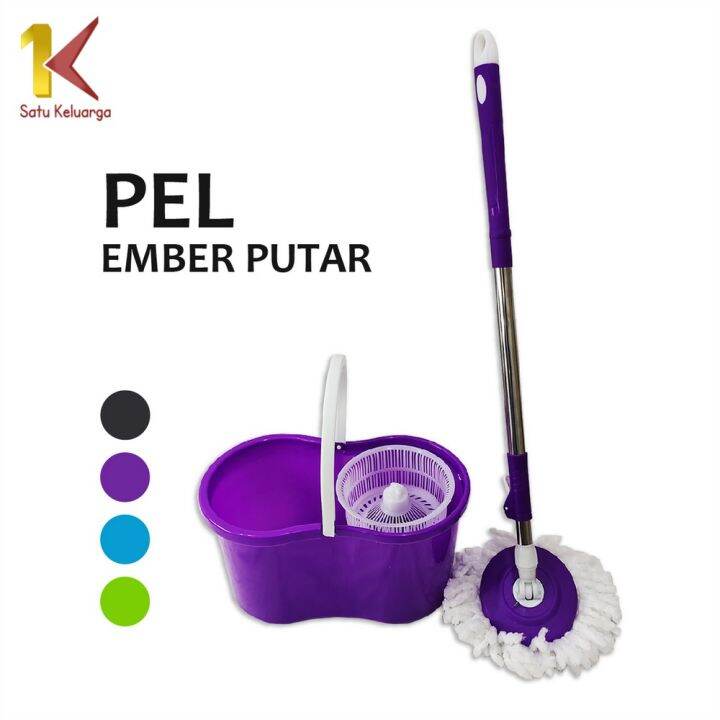 Satu Keluarga Alat Pel Lantai Dengan Ember C Kain Pel Spin Mop Alat Pembersih Lantai