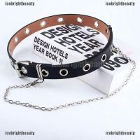 【IM】 Women Punk Chain Belt Adjustable Black DoubleSingle Eyelet Leather Buckle Belt