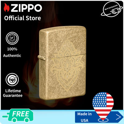 Zippo Henna Tattoo Design Tumbled Brass Windproof Pocket Lighter | Zippo 49798 ( Lighter Without Fuel Inside )การออกแบบรอยสักเฮนน่า（ไฟแช็กไม่มีเชื้อเพลิงภายใน）