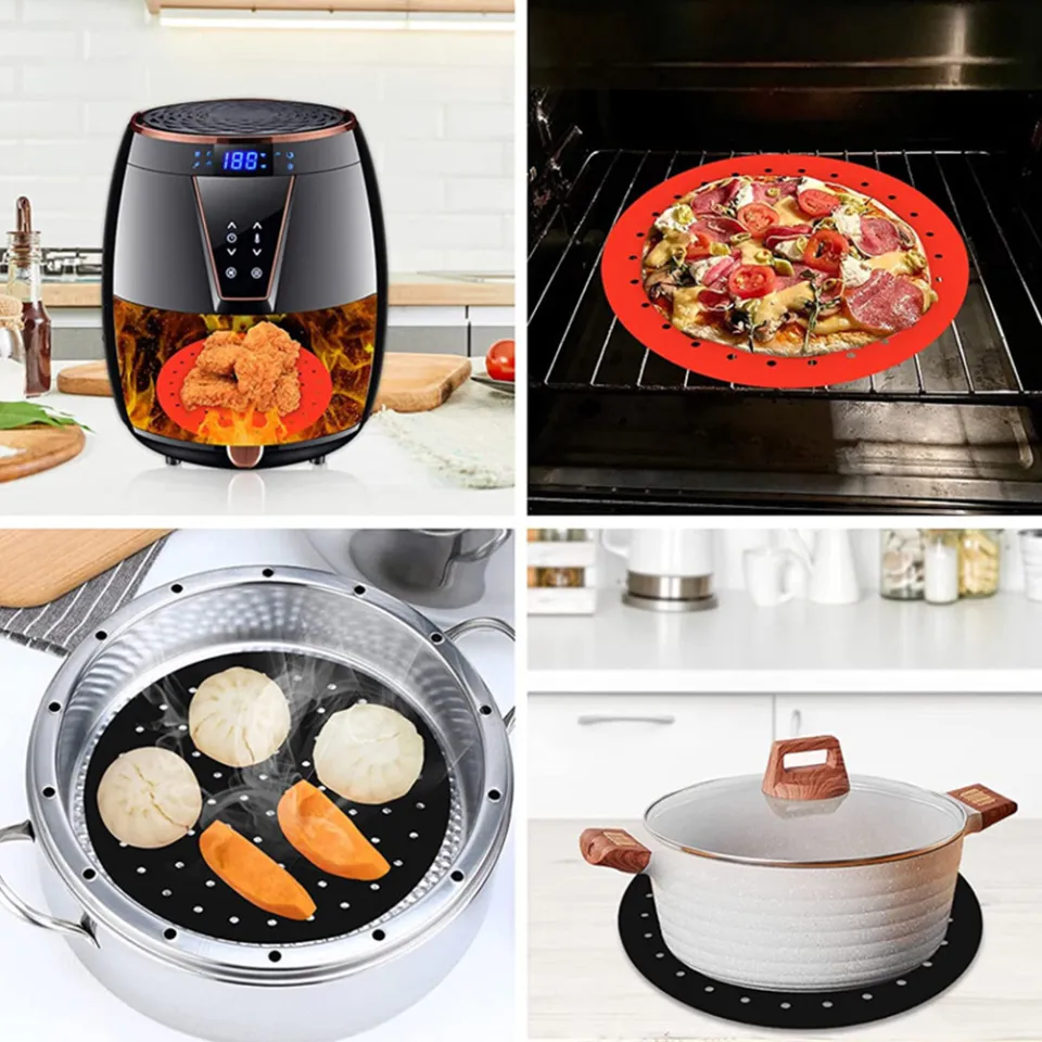 8.5Inch Silicone Air Fryer Liners Reusable with Handle- 2PC Food