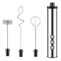 Top Deals USB Electric Milk Frother 3 Speeds Cappuccino Coffee Foamer 3 Whisk Handheld Egg Beater Hot Chocolate Latte Drink Mixe