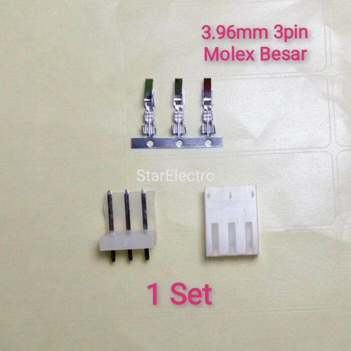 1 set molex besar 3 pin header pcb male female 3pin konektor 3.96mm ...