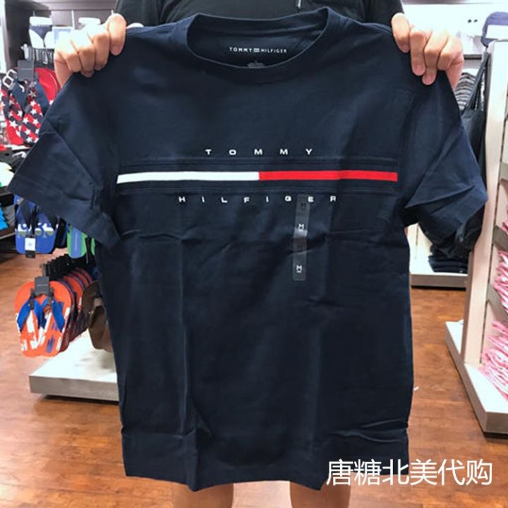 Hàng Hóa Chất Lượng Mua Tommy Hilfiger Tommy T-Shirt Tay Ngắn Vải Cotton Cổ  Tròn Render Áo Không Có Lớp Lót Of Dark Logo Quần Áo Nam | Lazada.Vn