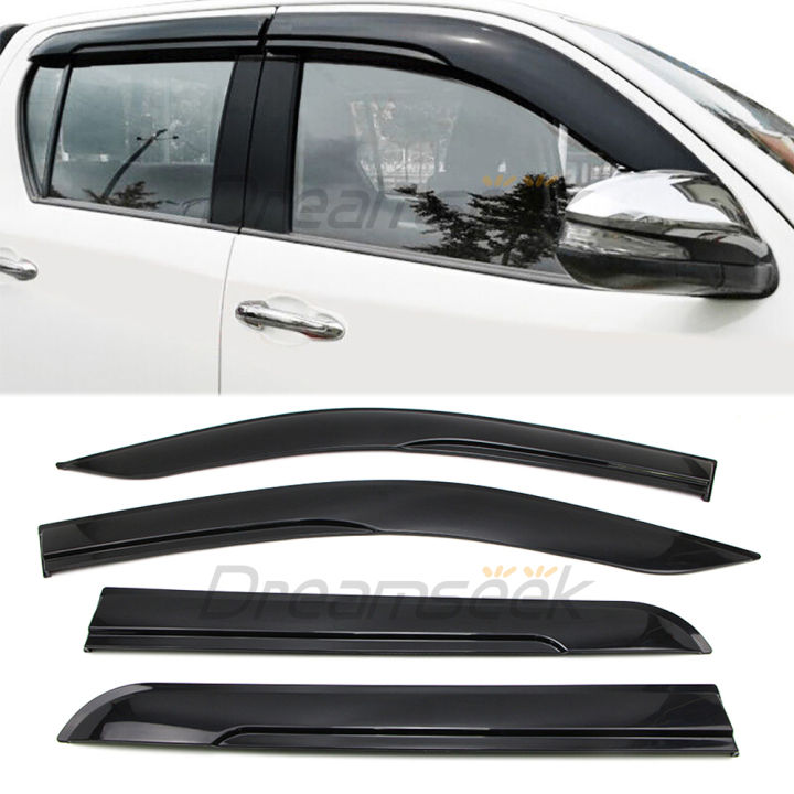 Window Visor Sun Rain Guards Strip For Toyota Hilux Revo 2015 2016 2017 