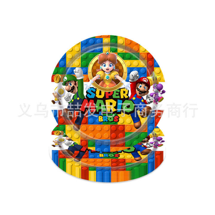 mario-party-decorations-tablecloth-birthday-set-flag-banner-tableware-disposable-fork-spoon-plates