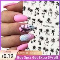 ✱✗  1Pc Summer Palm Coconut Tree Nail Stickers Leaves Fruits Orange Design Sliders for Nail3D Nail Art Decorations Nails Decals