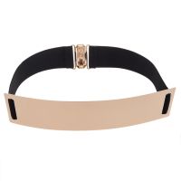 3X Black Chic Metal Buckle Elastic Waist Belt for Women