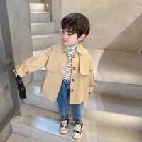 2-9Y Children Trench Coat Autumn Baby Boys Jacket Long Single Breasted Turn-down Collar Loose Kids Windbreaker Clothes Hw39