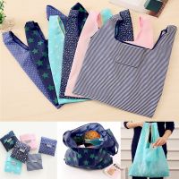 Eco Friendly Reusable Printing Foldable Green Shopping Bag Tote Folding Handbags Convenient Large capacity Oxford Storage Bags