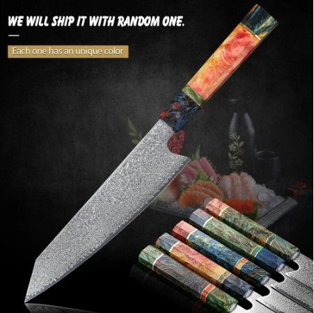 TURWHO Professional Damascus Chef Knife 8, 67 Layer Damascus Steel  Handmade Forged Kitchen Knives Salmon Knife Slicing Knife Sharp Blade  Cleaver Japanese Damascus Steel Sashimi Knife Sushi Knife Fish Knife Beef  Raw