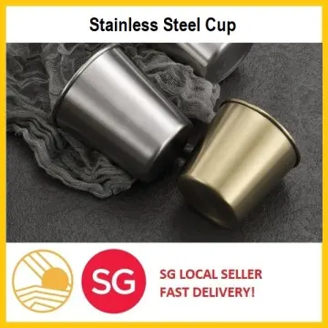 4/6pcs Double Wall Stainless Steel Korean Style Small Cups Metal